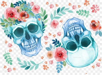 Watercolor painting Calavera Skull Floral design Drawing - skull 