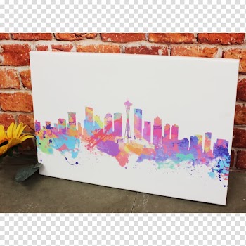 Watercolor painting Canvas Cities: Skylines, painting transparent background PNG clipart