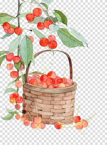 Watercolor painting Canvas Oil painting Landscape painting, Cherry transparent background PNG clipart