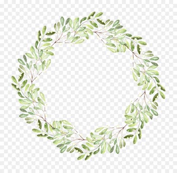 Watercolor painting Christmas decoration Clip art - Painted green leaves ring 