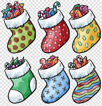 Watercolor painting Christmas Sock, Hand-painted watercolor Christmas socks transparent background PNG clipart
