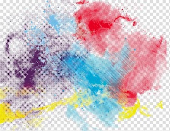 Watercolor painting , Colorful ink, red, blue, purple, and yellow abstract painting transparent background PNG clipart