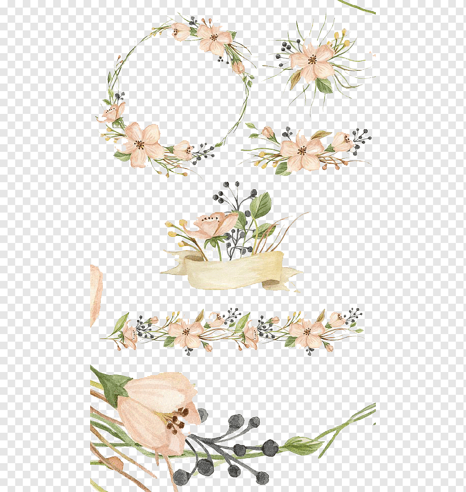 Watercolor painting Creative Market Pink flowers, Hand-painted flowers, pink flowers, border, flower Arranging, leaf png