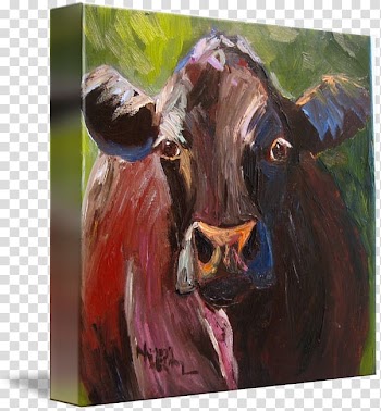 Watercolor painting Dairy cattle Angus cattle Portrait, painting transparent background PNG clipart