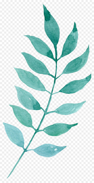 Watercolor painting Download Leaf - Hand-painted mint green leaves 