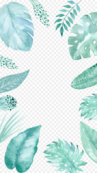 Watercolor painting Download - Watercolor, blue mint leaf effect 