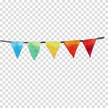 Watercolor painting, Drawing a small flag transparent background PNG clipart