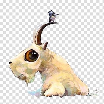 Watercolor painting Drawing Animal u6cbbu6108u7cfb Illustration, Goat snow transparent background PNG clipart