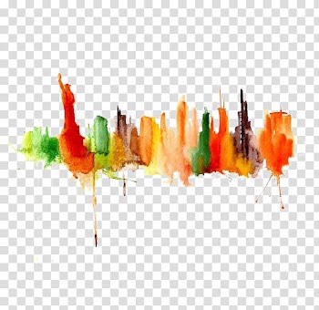 Watercolor painting Drawing Art Cityscape, Drawing Silhouette City transparent background PNG clipart