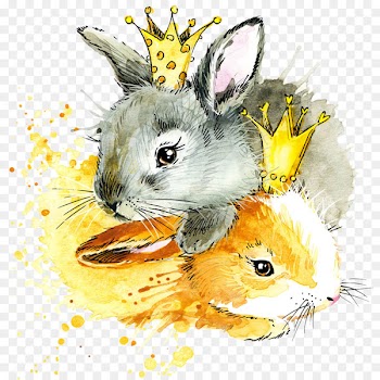 Watercolor painting Drawing Royalty-free European rabbit Illustration - Watercolor cartoon rabbit 