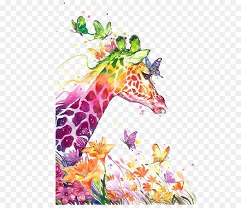 Watercolor painting Drawing Visual arts Canvas print - Watercolor Giraffe 