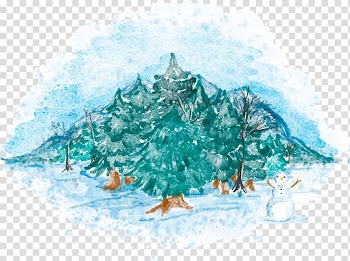 Watercolor painting Drawing, Watercolor painted winter scenery transparent background PNG clipart