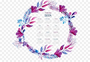 Watercolor painting - Exquisite purple watercolor wreath calendar 