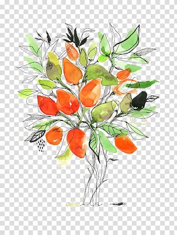 Watercolor painting Floral design Cartoon Illustration, Hand-painted watercolor mango transparent background PNG clipart