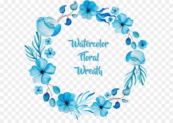 Watercolor painting Flower Blue - Exquisite blue watercolor wreath 