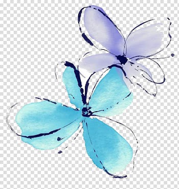 Watercolor painting Flower Blue Illustration, Hand-painted blue butterfly transparent background PNG clipart