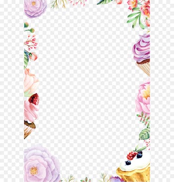 Watercolor painting Flower Drawing - Watercolor flowers background border cake 