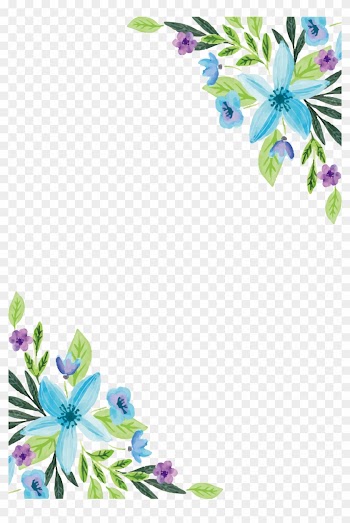 Watercolor Painting Flower Floral Design Water Color - Blue Flower Border Png
