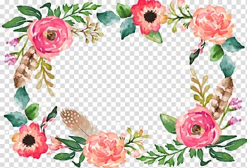 Watercolor painting Flower Illustration, Flower Border, red and pink flowers frame illustration transparent background PNG clipart