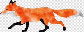 Watercolor painting Fox Animal, Run the fox transparent background PNG clipart