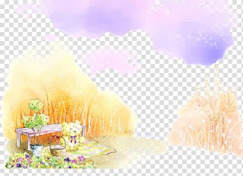 Watercolor painting Fukei Ink wash painting Illustration, Afternoon wheat field material transparent background PNG clipart