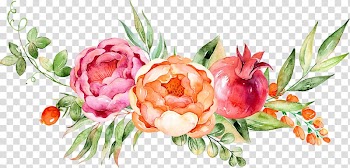 Watercolor painting Grape Flower, Watercolor floral decoration, red, pink, and yellow flowers painting transparent background PNG clipart