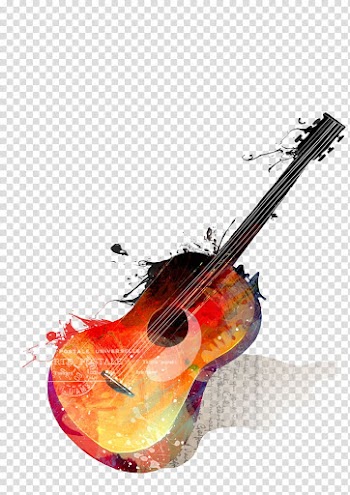 Watercolor painting Guitar Musical instrument Drawing, guitar transparent background PNG clipart