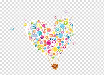 Watercolor painting, Heart-shaped parachute transparent background PNG clipart
