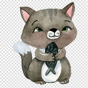 Watercolor painting Illustration, hand painted cat transparent background PNG clipart