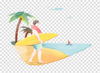 Watercolor painting Illustration, Illustration seaside surfing relaxing transparent background PNG clipart