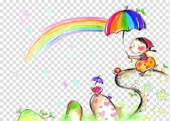 Watercolor painting Illustration, Painted Rainbow Landscape transparent background PNG clipart