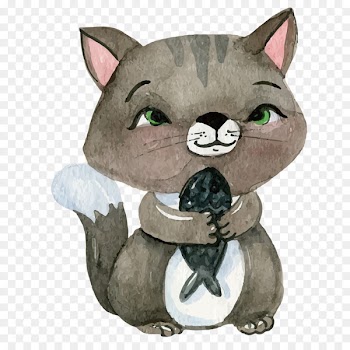 Watercolor painting Illustration - Vector hand painted cat 