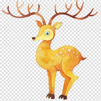 Watercolor painting Illustration, Watercolor deer transparent background PNG clipart