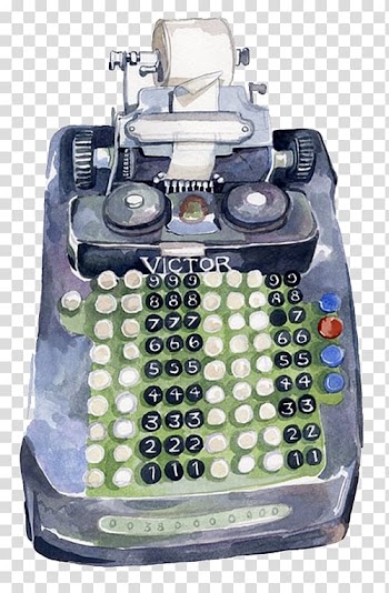 Watercolor painting Illustrator Drawing Illustration, Antique receipt printer transparent background PNG clipart