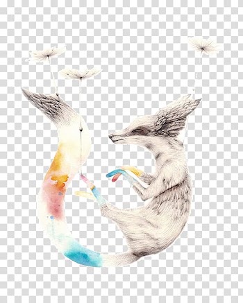Watercolor painting Illustrator Illustration, Hand colored fox transparent background PNG clipart