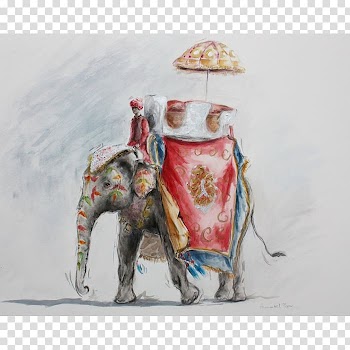 Watercolor painting Indian elephant Big five game, painting transparent background PNG clipart