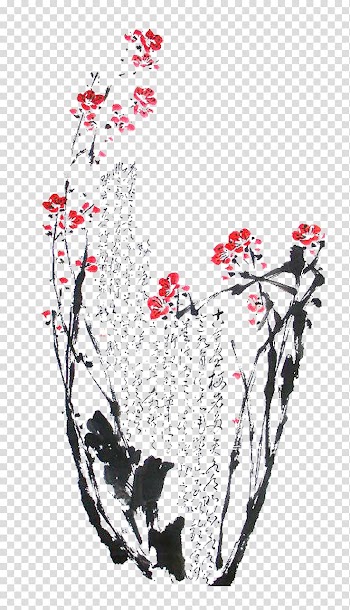 Watercolor painting Ink wash painting Plum blossom , Plum flower transparent background PNG clipart