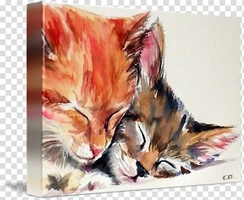 Watercolor painting Kitten Art Printmaking, love cats transparent background PNG clipart