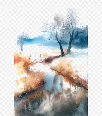 Watercolor painting Landscape - Vector watercolor landscape 