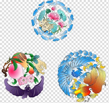 Watercolor painting Motif, Watercolor fish lotus fruit transparent background PNG clipart