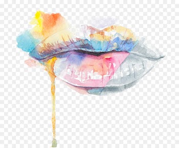 Watercolor painting Mouth - Watercolor effect lips 
