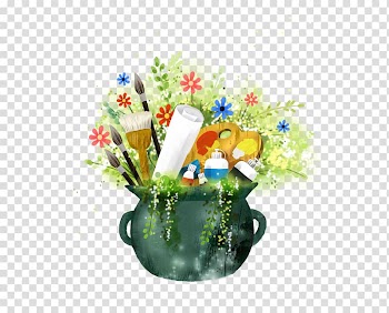 Watercolor painting Nature Cartoon Illustration, Art Class enrollment training material element transparent background PNG clipart