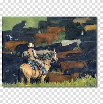 Watercolor painting Oil paint Cattle, watercolor stain transparent background PNG clipart