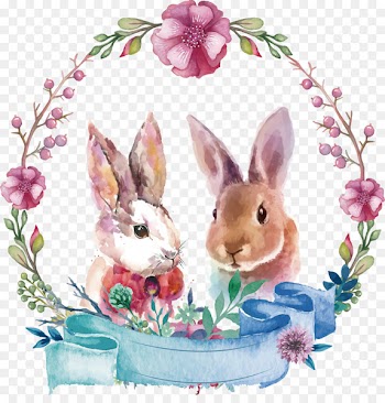 Watercolor painting Oil paint - Vector hand-painted little rabbit posters 