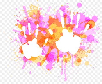 Watercolor painting Palm print - Vector colorful child handprints spray 
