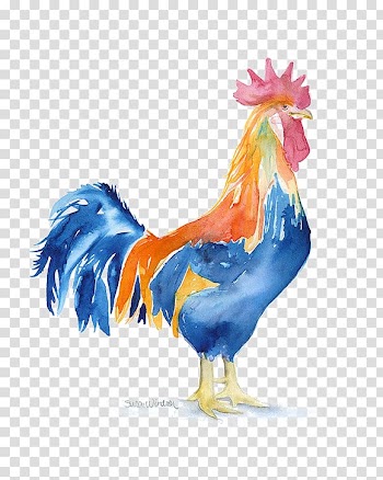 Watercolor painting Paper Chicken Printing, cock transparent background PNG clipart