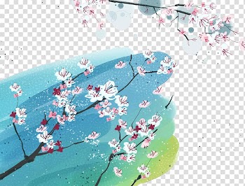 Watercolor painting Plum blossom Ink wash painting Illustration, Watercolor flowers transparent background PNG clipart