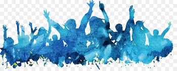 Watercolor painting Poster Graphic design - Blue watercolor cheering crowd silhouette vector material 