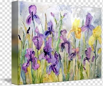 Watercolor painting Purple Flower, Watercolor Purple transparent background PNG clipart