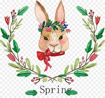 Watercolor painting Rabbit Drawing - Water painted rabbit head and floral vector 
